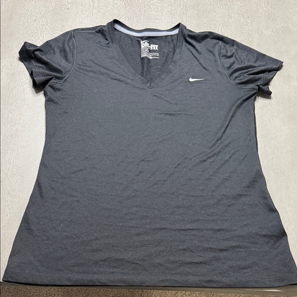 Nike Women's Charcoal V-Neck Dri-FIT Tee